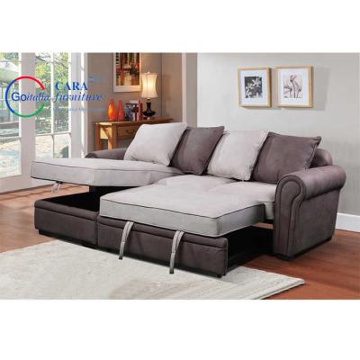 China Luxury Beauty Living Room Furniture Double Color Combination Upholstery Leather Bed Sofa Bed With Storage for sale