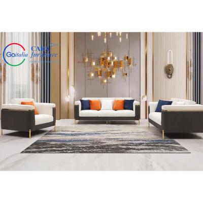 China Cheap Price Furniture Europe Style Metal Leg 3 Piece Living Room Modern Fabric Upholstered Sofa Set en venta