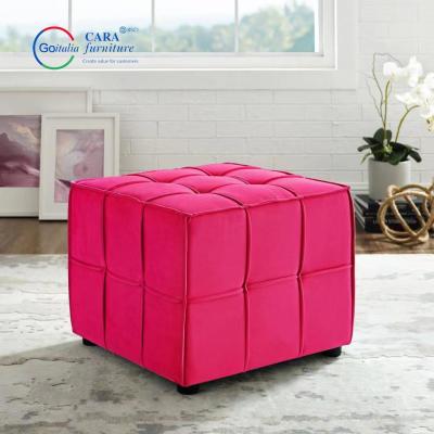 Chine BB2019 Minimalist Modern Style Foot Rest Stool Black Foot Pads Square Fabric Bench Ottoman à vendre
