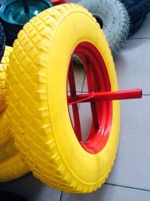 China Black Yellow Orange Solid PU Foam Wheels For Barrow for sale