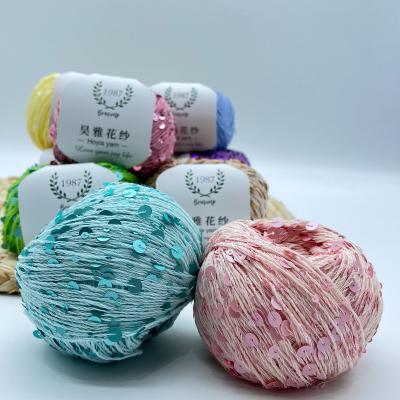 China 55% Cotton 45% Polyester Sequin Yarn Colorful Glitter Yarn For Bag Clothing Knitting for sale