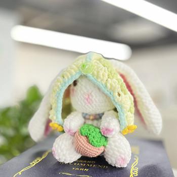 China Strawberry Rabbit DIY Crochet Kit Round Velvet Chenille Hand Woven Step By Step Material Pack en venta