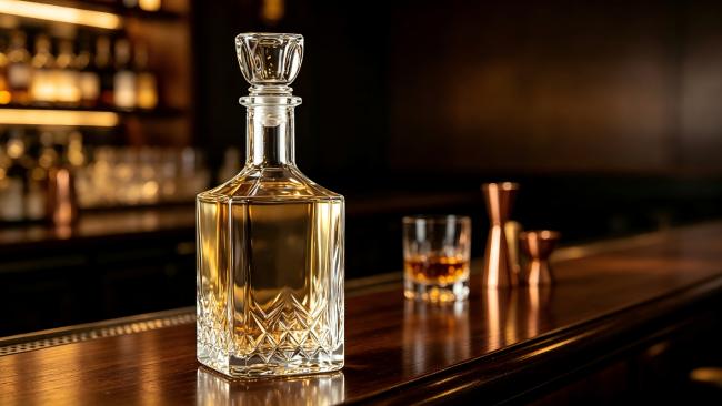 Applications showcase of engraved bottles in premium spirits packaging