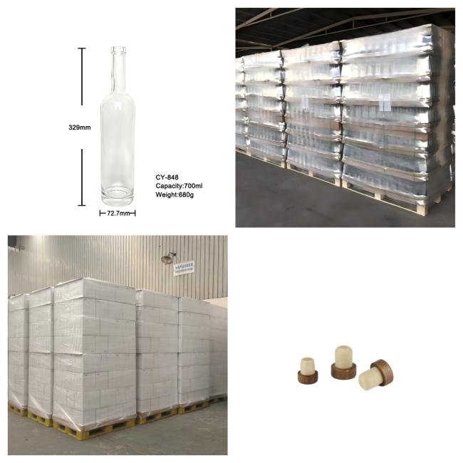 tall 329mm height 73mm diameter premium liquor glass bottle 680g weight