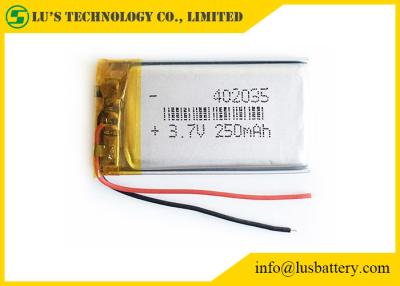 中国 PL402035 Lipo電池250mahの再充電可能なリチウム イオン ポリマー電池のパック3.7 Vの充電電池250mah LP402035 販売のため