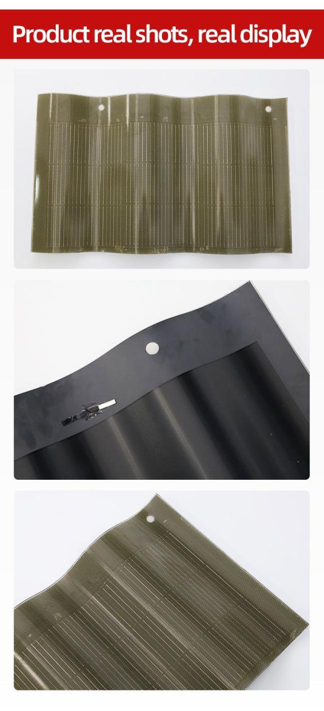 Wholesale Black Red Green 50W Solar Panels Thin Film Solar Roof Curve Curved Tile