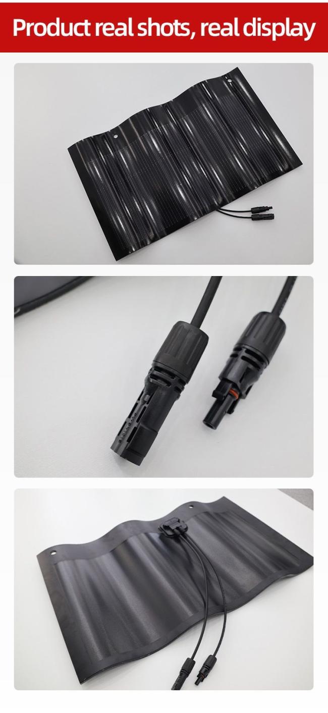 Hantile Curved Solar Roof Tiles Photovoltaic Aesthetics 50W 120W High Power Solar Roof Tiles