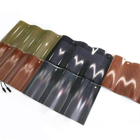 High Quality Black Red Green 50W Solar Panels Thin Film Solar Roof Curve Curved Tile