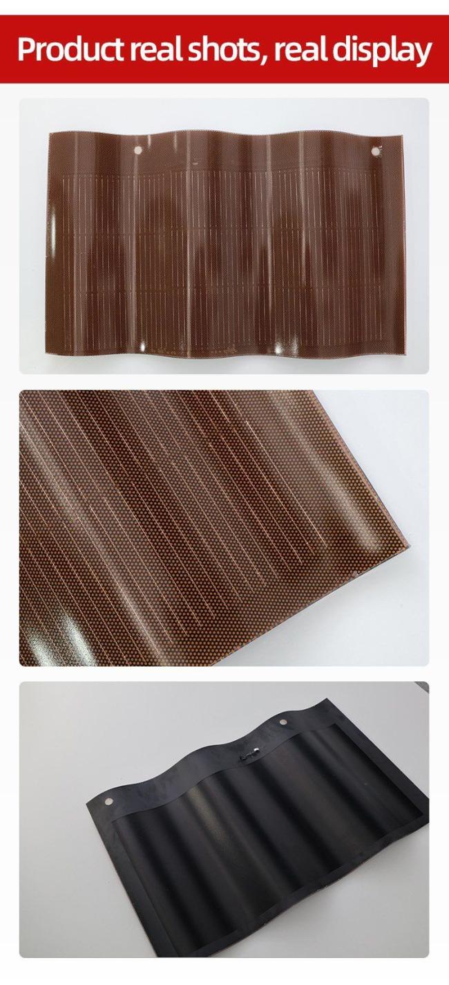 50W Solar Roof Curve Tile Topcon Cell Photovoltaic Solar Energy System Shingle Panel Solar Tiles BIPV Curved Roof Tile