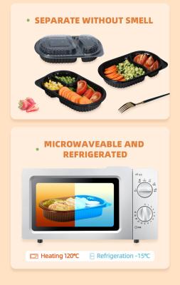 China ODM/OEM Catering Office Plastic Microwave Bento Lunch Box Disposable 2 Compartment for sale