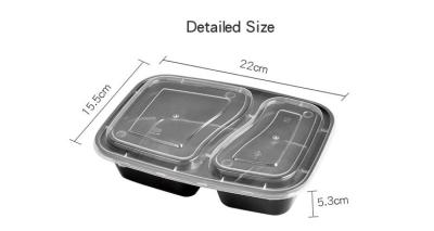 中国 容器の食糧箱のマイクロウェーブに安全な2コンパートメントをふたlが付いている使い捨て可能なプラスチック食糧貯蔵容器取りなさい 販売のため