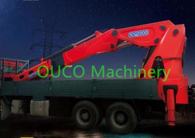 China Red Color Truck Mounted Boom Crane , Hydraulic 50t Cargo Boom Knuckle Crane for sale