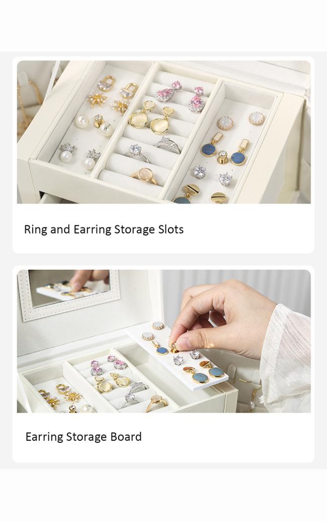 Detailed view of jewelry box lock mechanism and stitching