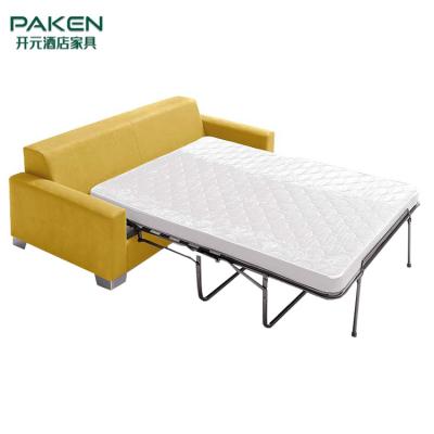 China Commercial Modern Yellow Fabric Hotel Sofa Bed for sale