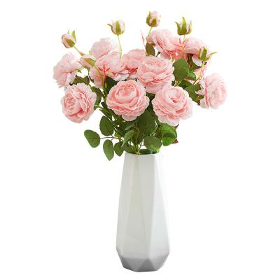 China Flor de Peônia Artificial Rosa Branca Flores de Seda a Granel à venda