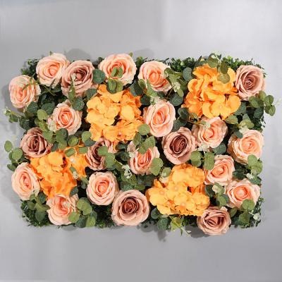 Chine Prosper Fleur artificielle sur fond de mur Faux mur floral Champagne rose à vendre