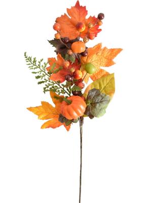 China Simulation Fake Holiday Flowers Artificial Maple Leaf Stems Thanksgiving Decoration for sale