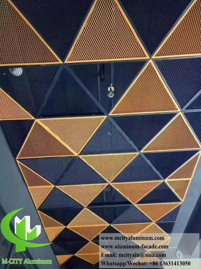 Aluminum expanded mesh ceiling installation