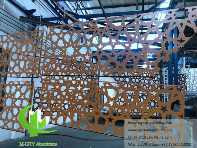 Exterior aluminum wall panel with CNC carved design