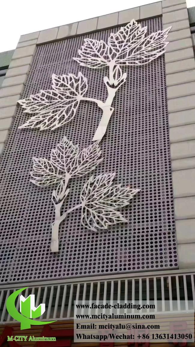 Laser cut metal screen facade installation