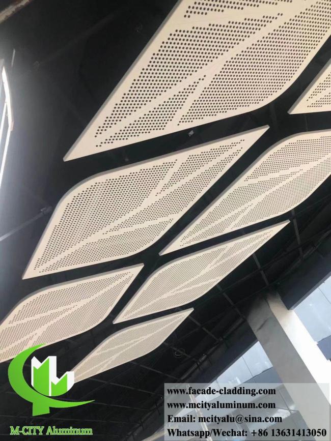 Close-up view of perforated aluminum panel pattern