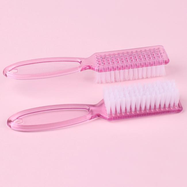 FOCSTAR Wholesale Nail Cleaning Brush (BTB086) Transparent Acrylic Long Handle Nylon Material Colorful Toe Nail Beauty