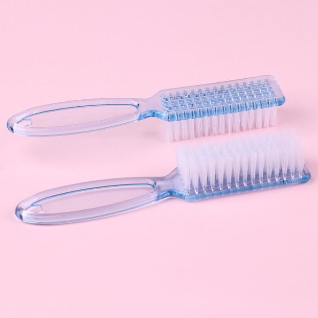 FOCSTAR Wholesale Nail Cleaning Brush (BTB086) Transparent Acrylic Long Handle Nylon Material Colorful Toe Nail Beauty