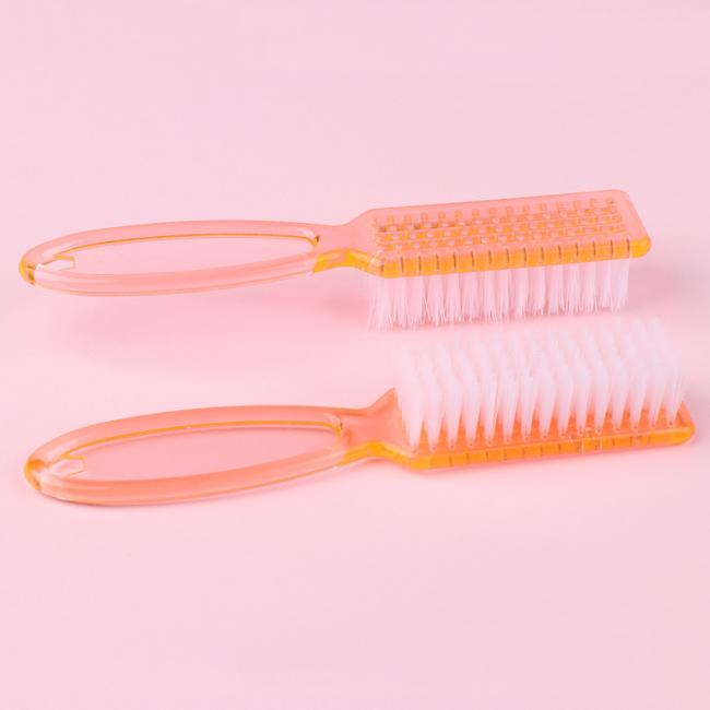 FOCSTAR Wholesale Nail Cleaning Brush (BTB086) Transparent Acrylic Long Handle Nylon Material Colorful Toe Nail Beauty