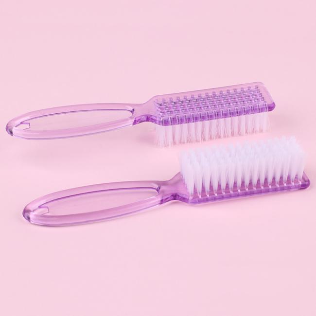 FOCSTAR Wholesale Nail Cleaning Brush (BTB086) Transparent Acrylic Long Handle Nylon Material Colorful Toe Nail Beauty