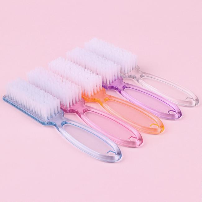 FOCSTAR Wholesale Nail Cleaning Brush (BTB086) Transparent Acrylic Long Handle Nylon Material Colorful Toe Nail Beauty