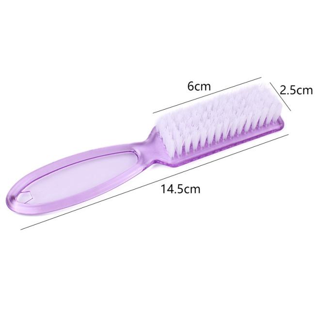FOCSTAR Wholesale Nail Cleaning Brush (BTB086) Transparent Acrylic Long Handle Nylon Material Colorful Toe Nail Beauty