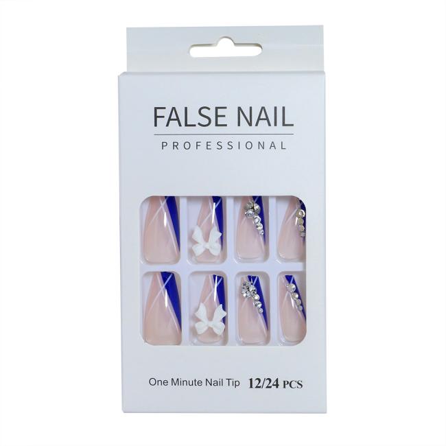 FOCSTAR 24pcs Hot Selling Coffin Artificial False Nails ABS Material Matte Finish Full Cover Press-On Pre-designed Finger