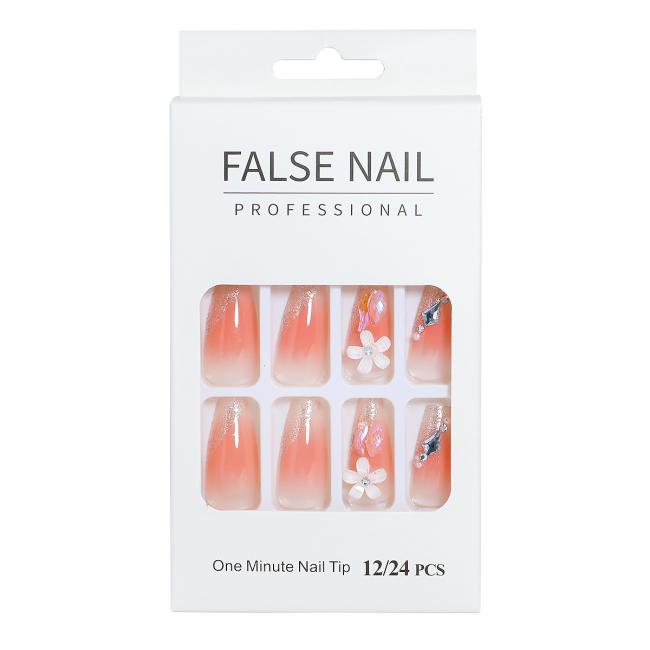 FOCSTAR 24pcs Hot Selling Coffin Artificial False Nails ABS Material Matte Finish Full Cover Press-On Pre-designed Finger