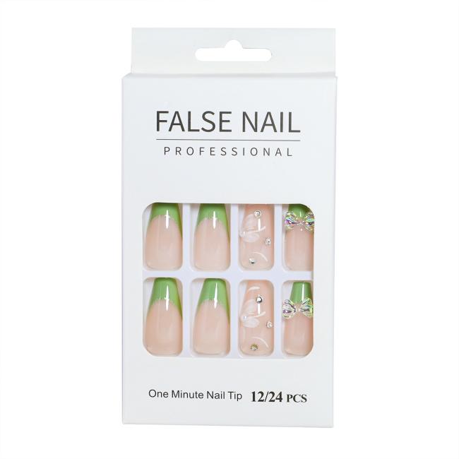 FOCSTAR 24pcs Hot Selling Coffin Artificial False Nails ABS Material Matte Finish Full Cover Press-On Pre-designed Finger