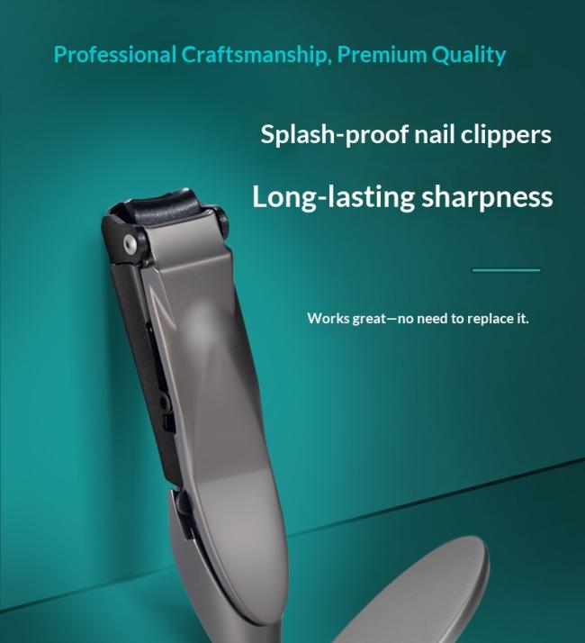 New Anti-splash Bionic Stainless Steel Curved Blade Wide Jaw Opening Golden Cicada Nail Clipper Portable 2-Piece Set