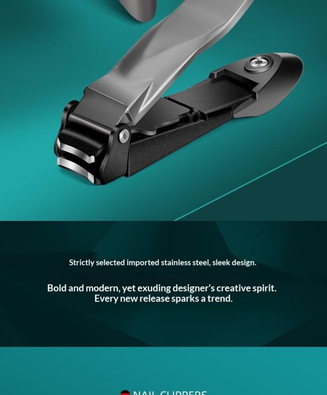 New Anti-splash Bionic Stainless Steel Curved Blade Wide Jaw Opening Golden Cicada Nail Clipper Portable 2-Piece Set