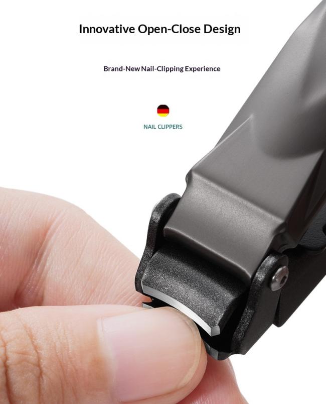 New Anti-splash Bionic Stainless Steel Curved Blade Wide Jaw Opening Golden Cicada Nail Clipper Portable 2-Piece Set