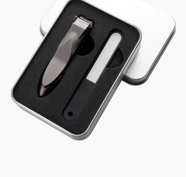 New Anti-splash Bionic Stainless Steel Curved Blade Wide Jaw Opening Golden Cicada Nail Clipper Portable 2-Piece Set