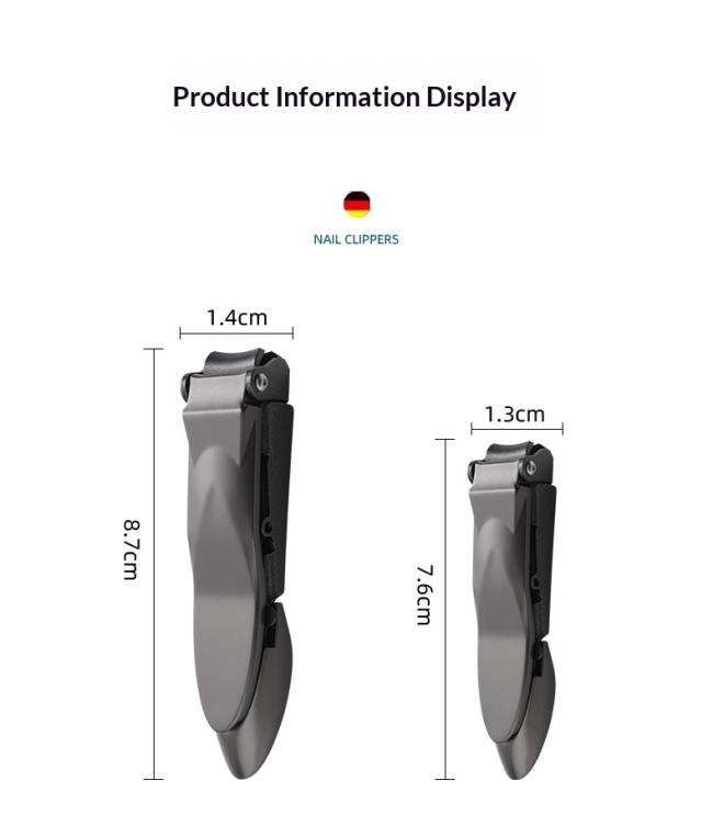 New Anti-splash Bionic Stainless Steel Curved Blade Wide Jaw Opening Golden Cicada Nail Clipper Portable 2-Piece Set