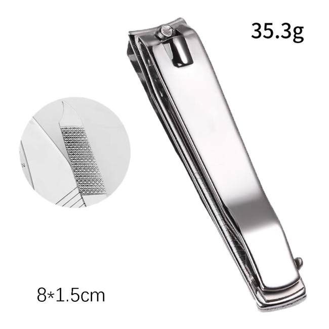 Focstar Professional Nail Clippers Silver Carbon Steel Big Nail Cutter with Curved Blade and Nail File for Salon Use (BT2058)