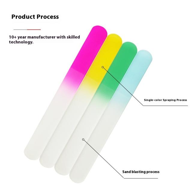 Focstar Custom Logo Super Long Large Size 19.5cm Double-Sided Gradient Color Glass Nail File (BT5064) with Straight Pattern
