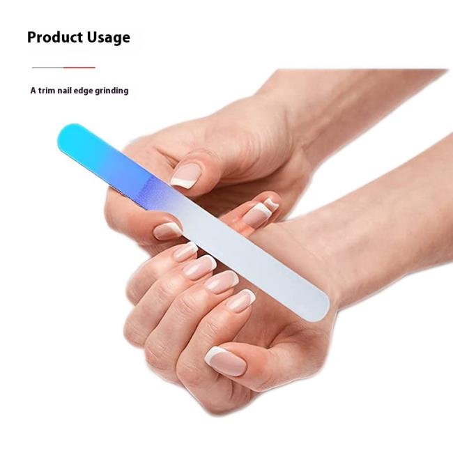 Focstar Custom Logo Super Long Large Size 19.5cm Double-Sided Gradient Color Glass Nail File (BT5064) with Straight Pattern