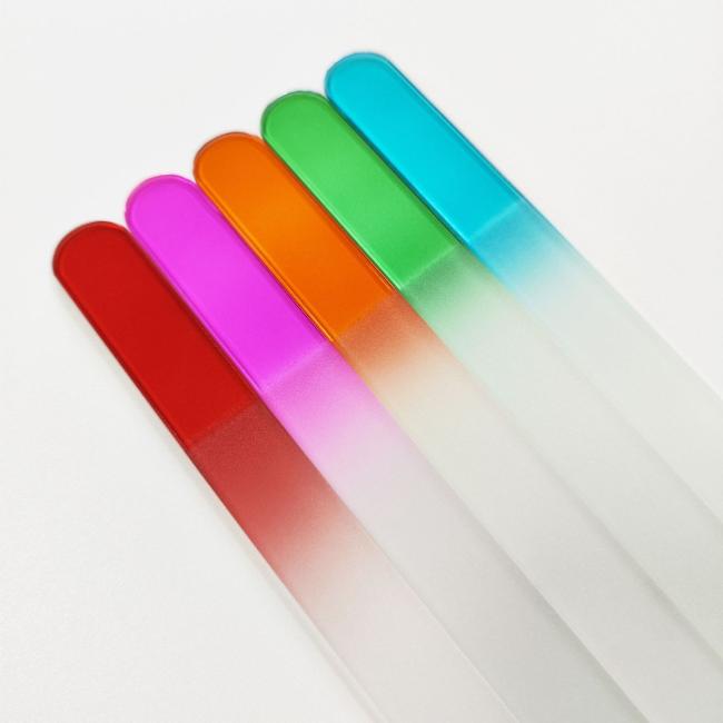 Focstar Custom Logo Super Long Large Size 19.5cm Double-Sided Gradient Color Glass Nail File (BT5064) with Straight Pattern