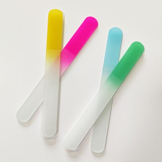 Focstar Custom Logo Super Long Large Size 19.5cm Double-Sided Gradient Color Glass Nail File (BT5064) with Straight Pattern