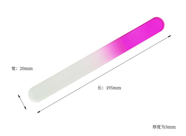 Focstar Custom Logo Super Long Large Size 19.5cm Double-Sided Gradient Color Glass Nail File (BT5064) with Straight Pattern