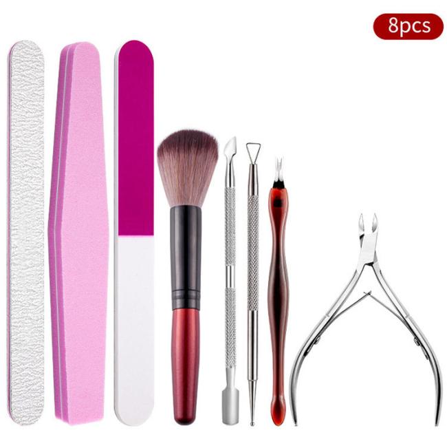 FOCSTAR Professional Manicure & Pedicure Set Nail File Buffer Pusher Brush Kit (BTB035)-Nail Beauty Care Tool Essentials