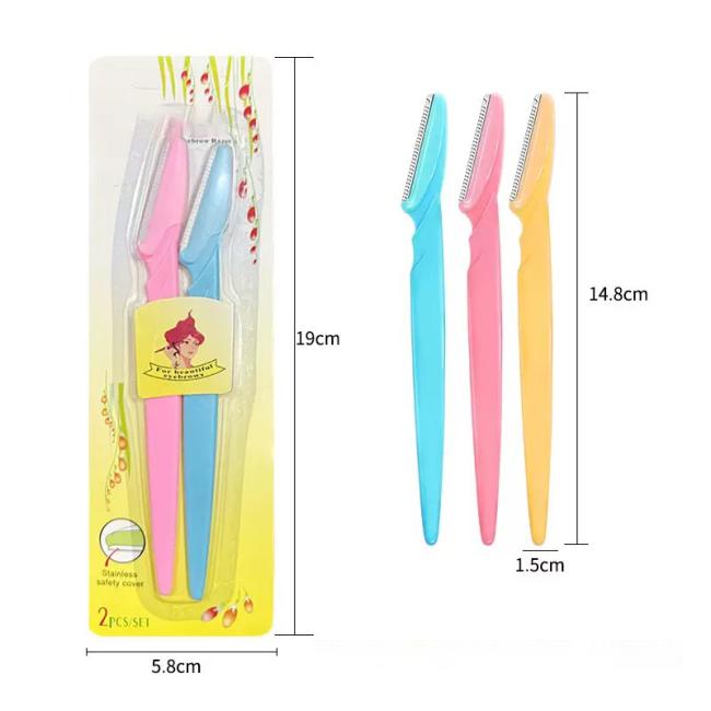 Custom Three-Color Folding Eyebrow Trimmer Knife Beauty Makeup Tool with Stainless Steel Blade for Shaving Eyebrows