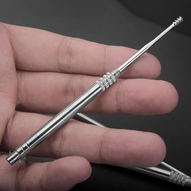 FOCSTAR Innovative Silver Stainless Steel 6.2cm Portable Handheld Assembly Earpick Effective Ear Wax Remover (BTI003)