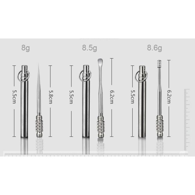 FOCSTAR Innovative Silver Stainless Steel 6.2cm Portable Handheld Assembly Earpick Effective Ear Wax Remover (BTI003)