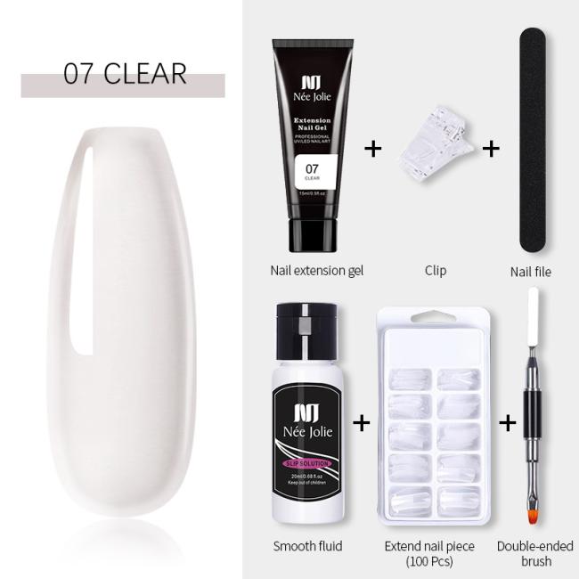FOCSTAR Women's Custom Brand 6 in 1 Gel Nail Kit BTB115-Nail Art Brush Clip Tips File Poly Extension Paint